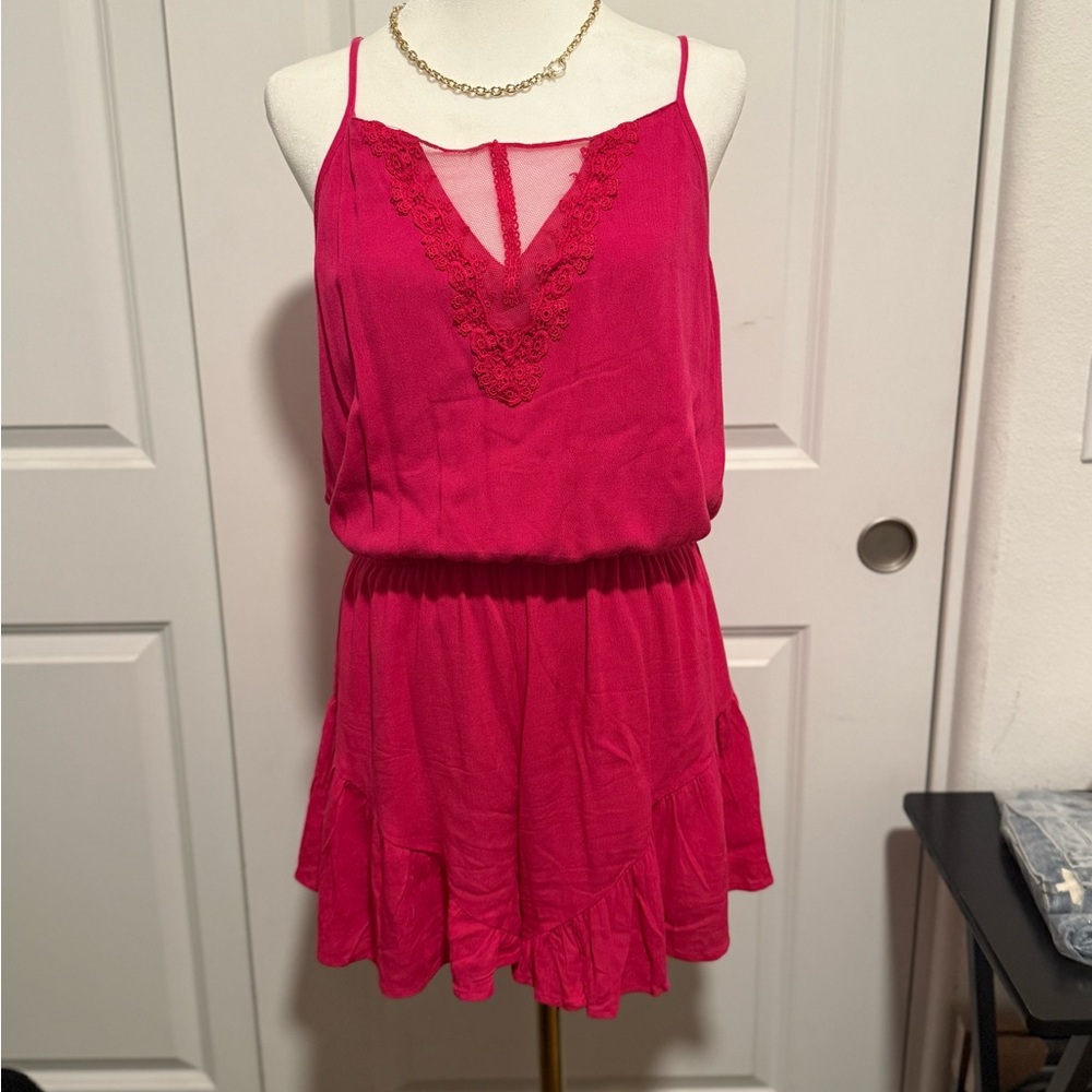 Stunning Crochet Lace Neckline Romper